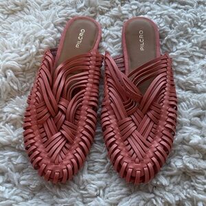 Anthropologie Leather Woven Flats